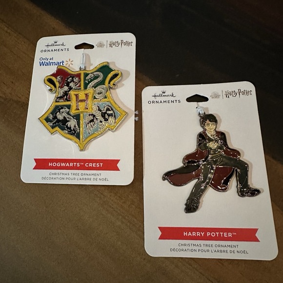 Hallmark Other - Hallmark Harry Potter Ornaments Set of 2 Hogwarts Crest and Harry Potter